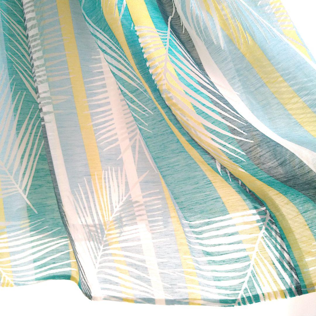 アナイANAYI　リーフストライプタックスカート　リネン混　ひざ下丈　36