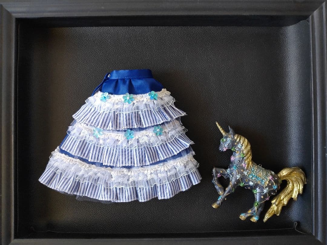 SDM//40cmドール//ワンピース-青系-★バッスルスカート//ハンドメイド