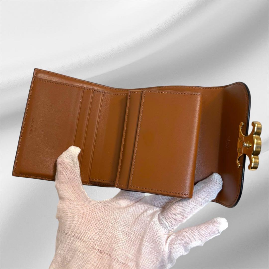 極美品✨ CELINE セリーヌ トリオンフ ブラウン レザー 三つ折り 財布