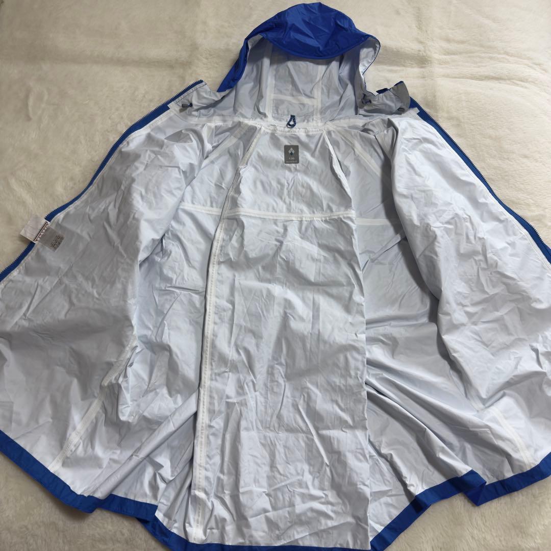 極美品モンベル現行モデル　パックラップレインコートKid's130青ドライテック