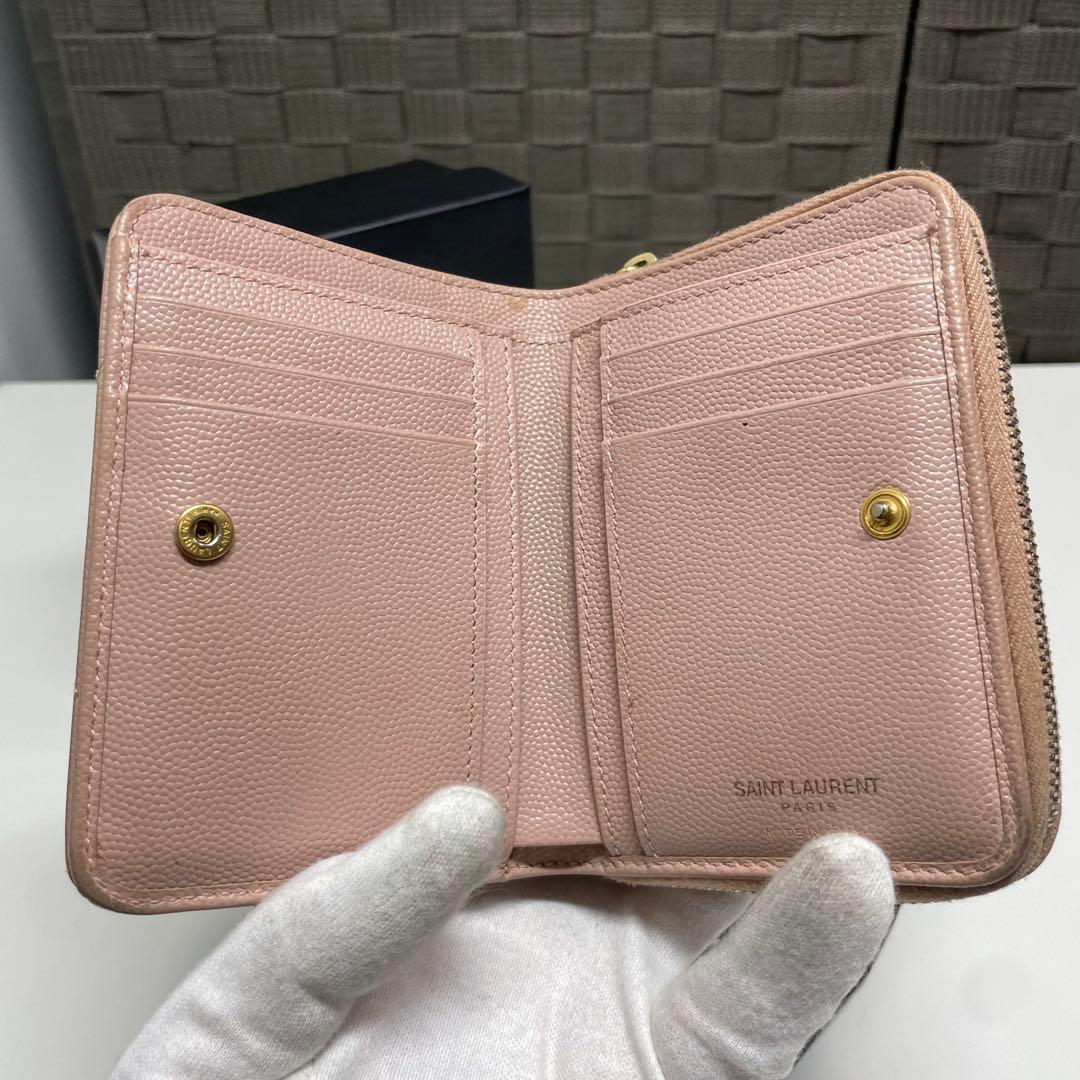 リ*コ様 SAINT LAURENT カサンドラ　キルティング二つ折り財布 ピン