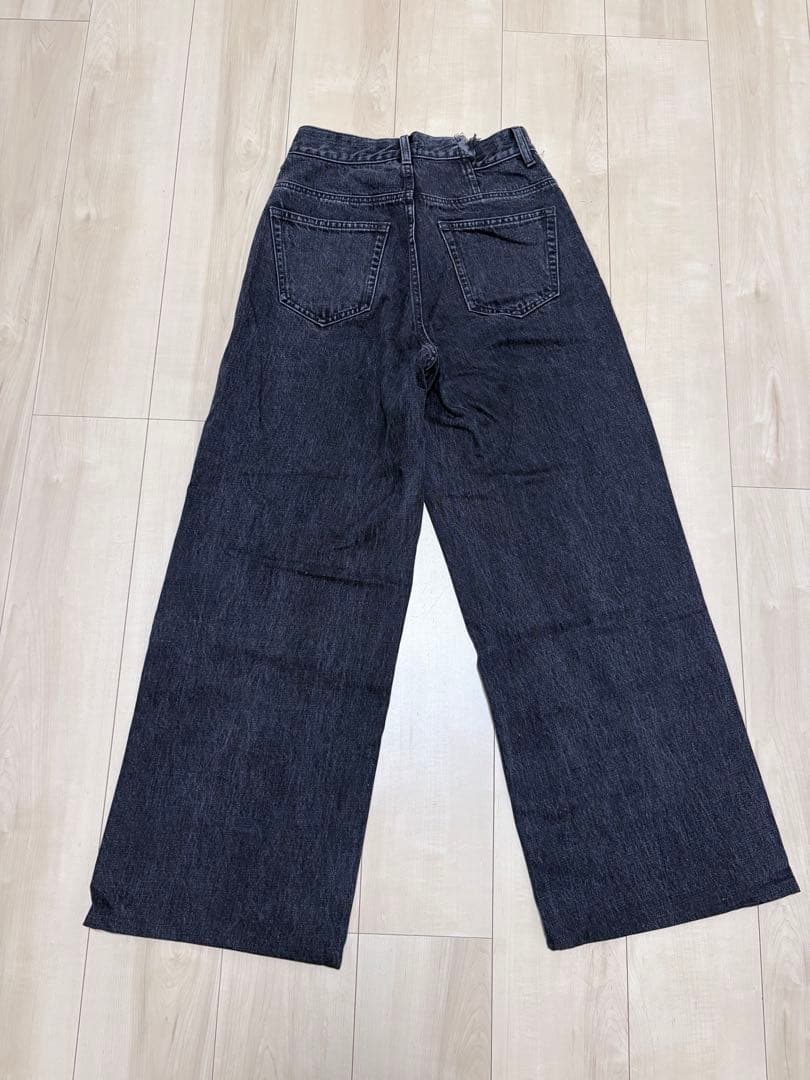 パンツ moussy /CROSS WAIST WIDE STRAIGHT black2