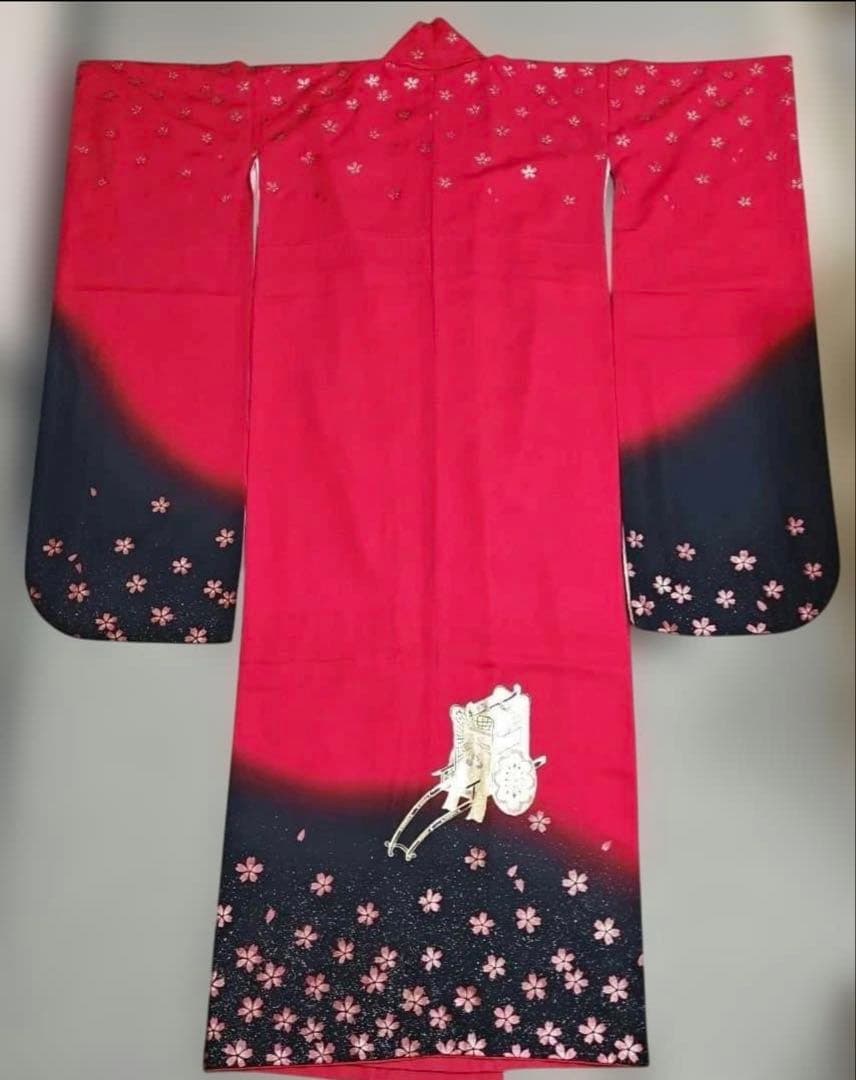 ゆ✨ シルク振袖とシルク刺繍襟付き長襦袢のセット✨　京都きもの友禅✨