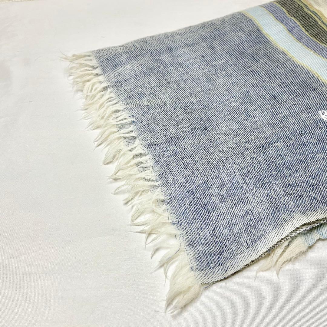 【極美品】　45R 大判　フリンジ　ストール　ショール　オルテガ柄　総柄　R刺繍