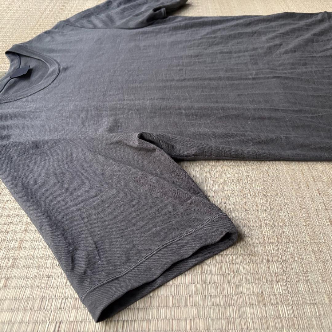 山内 塩縮加工リネンニットTシャツ チャコールグリーン サイズ4