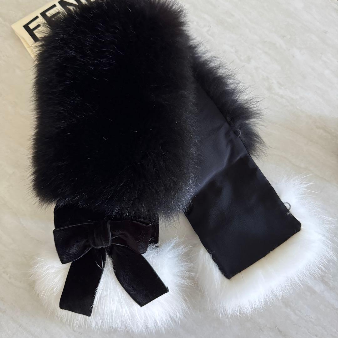 新品 FENDI リボン フォックスファー マフラー 三上悠亜着用