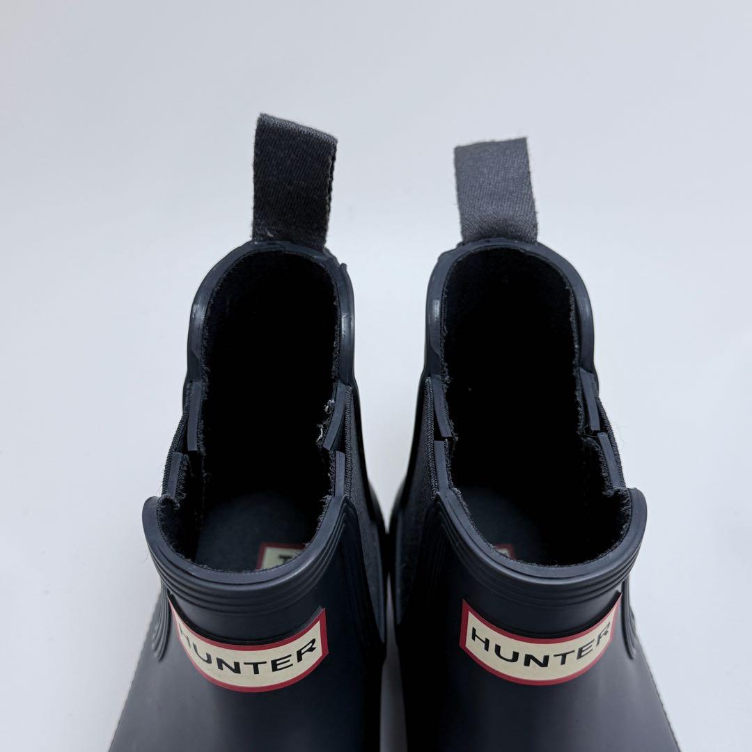 【未使用級】HUNTER サイドゴア レインブーツ ネイビー 23