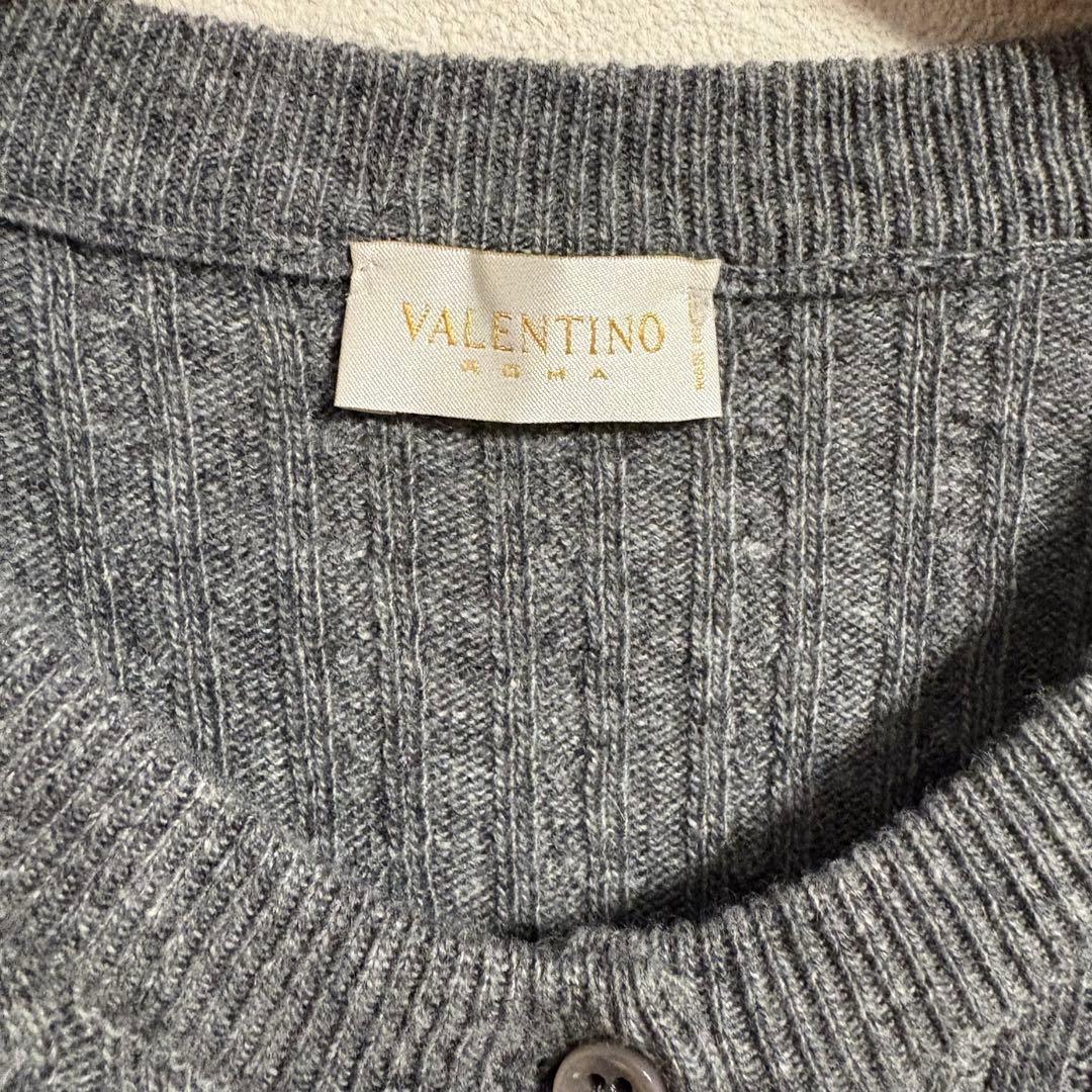 【VALENTINO 】グレー　カシミア混　ベロア　カーディガン