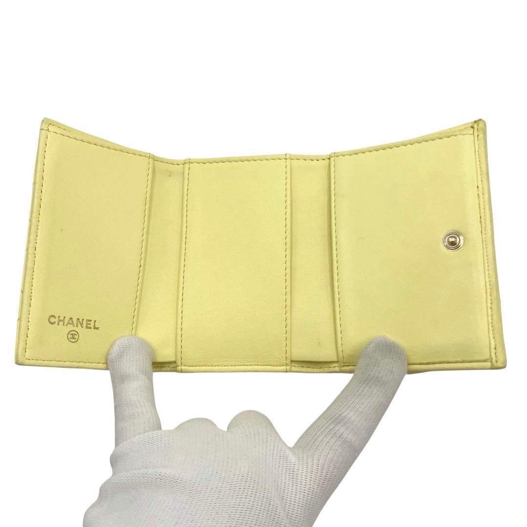 ⭐️良品⭐️ シャネル 三つ折り財布 マトラッセ ココマーク イエロー