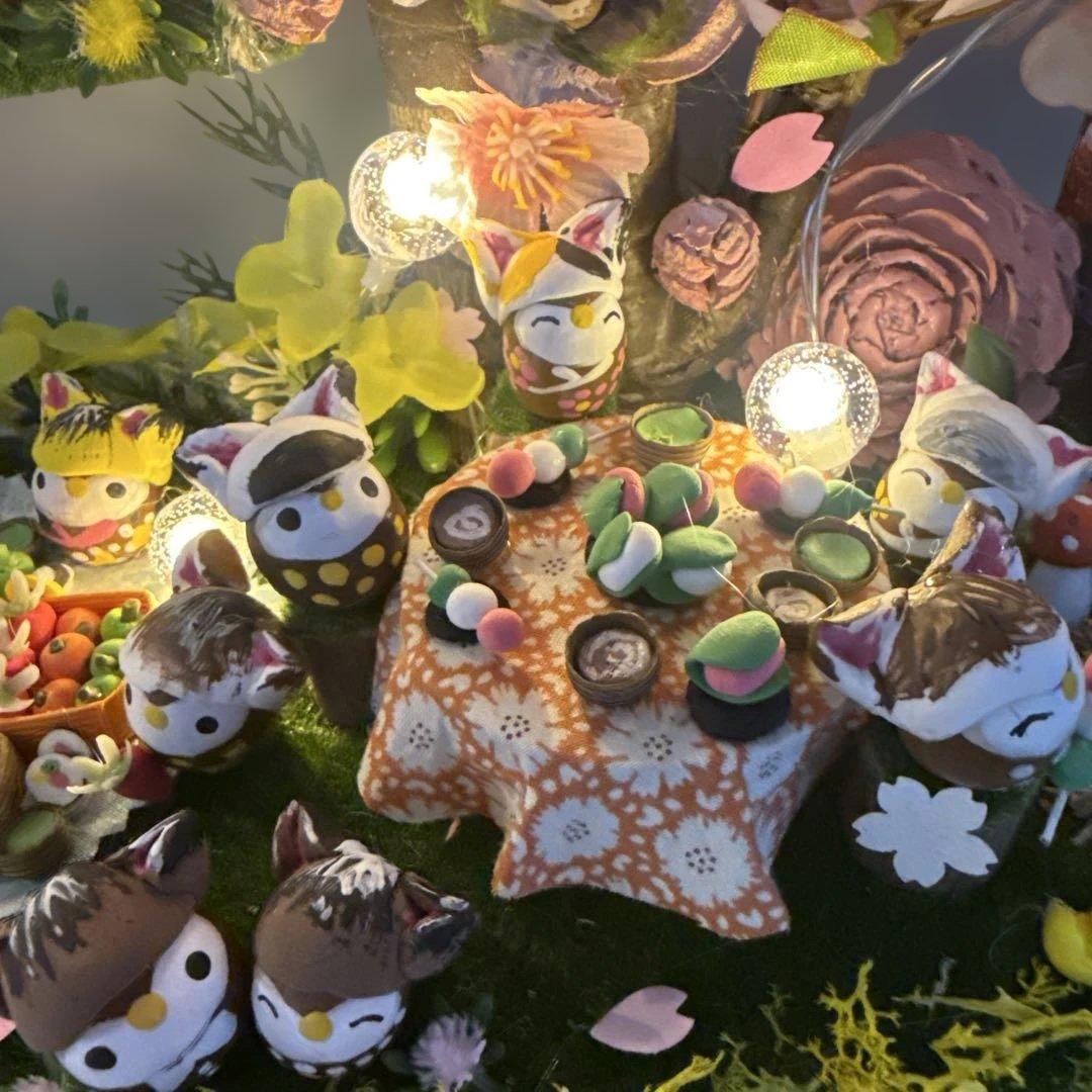 どんぐりアート♡春のBIGオブジェ＆春のタペストリー風ライト付きオブジェ♡