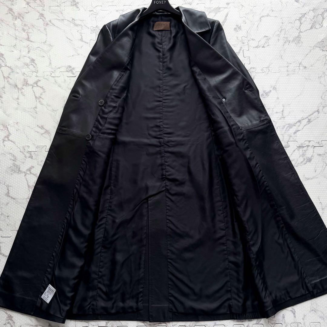 極美品✨LOEWE MADRID ラムナッパレザー ダブルチェスターコート 黒