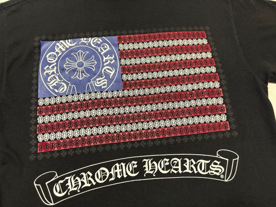 【美品】CHROME HEARTS クロムハーツ Tシャツ アメリカンフラッグ黒