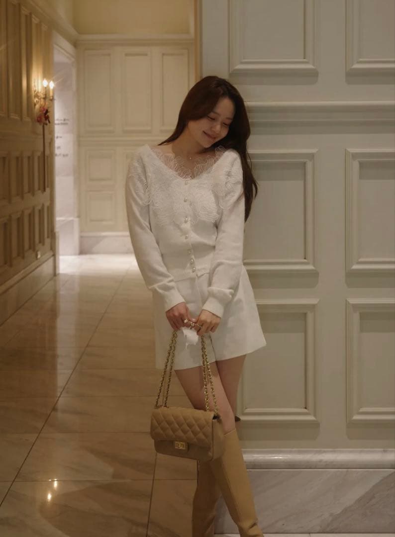 poláura ❤︎ レースフリルカーディガン　 off white
