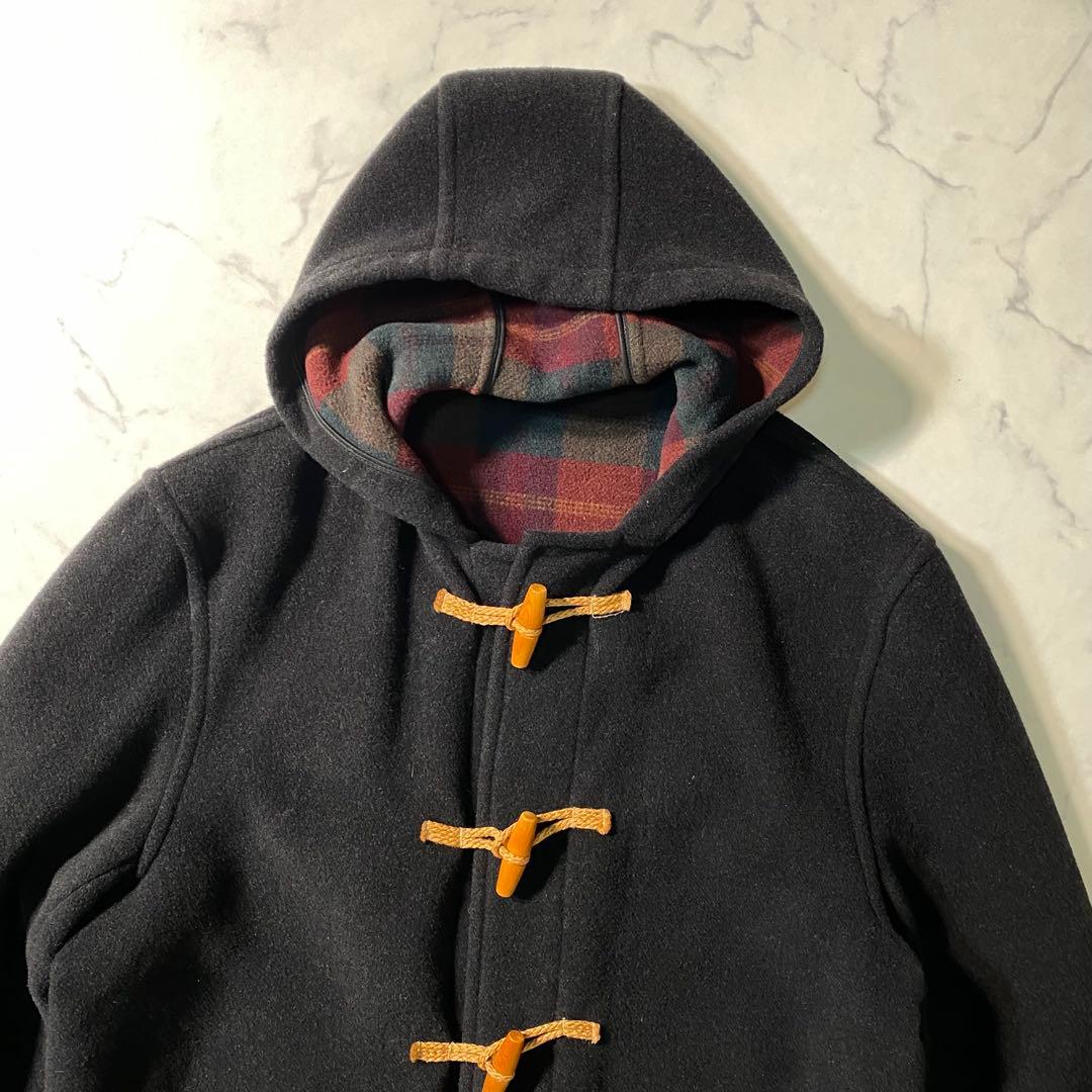 【美品】モンゴメリー　ダッフルコート　90s　カシミヤ混　チェック柄　英国製　L