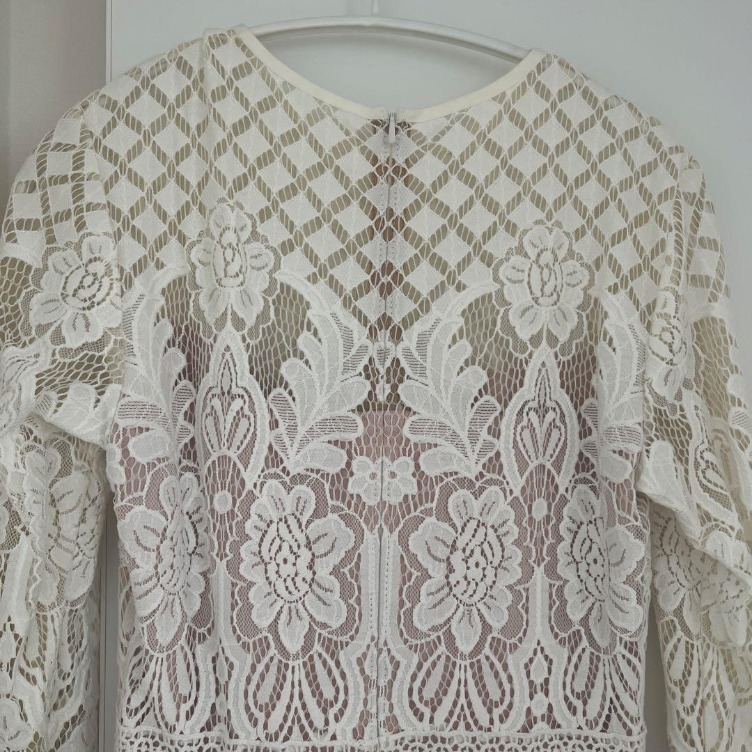 Tadashi Shoji タダシショージ　ホワイトレースワンピースドレス長袖6