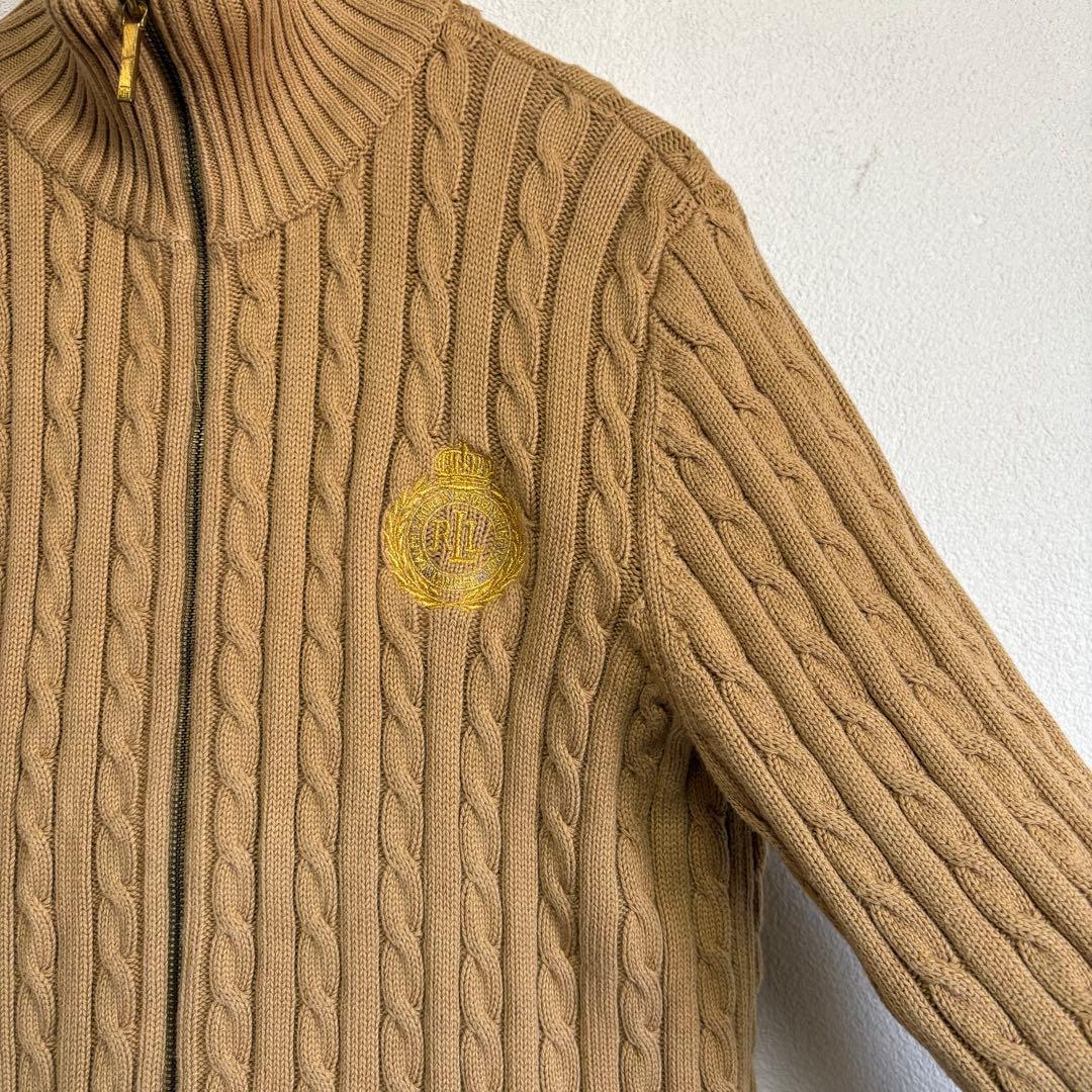 LAUREN RALPH LAUREN ケーブルニット ジップベージュ サイズM