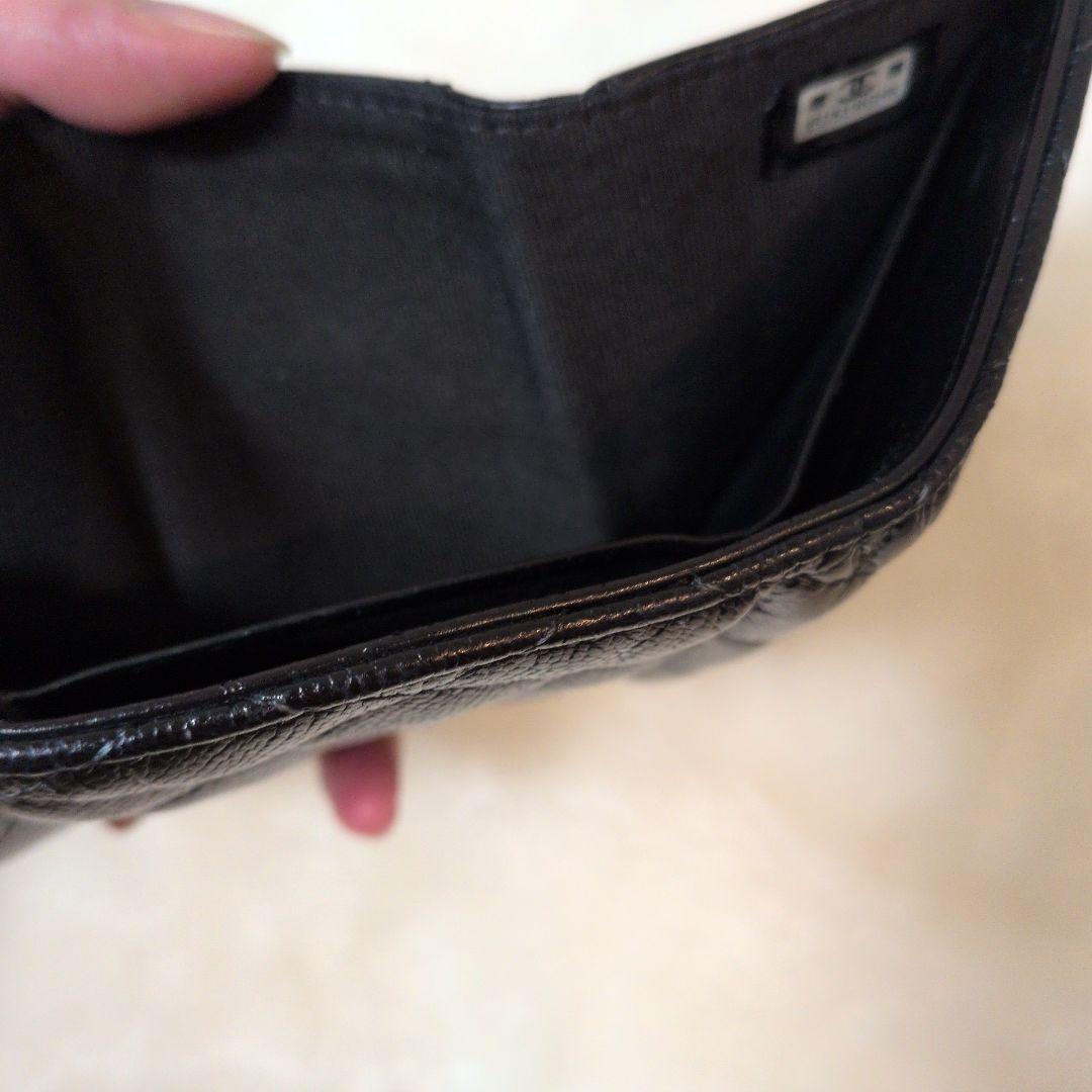 CHANEL ブラックレザー 三つ折り財布