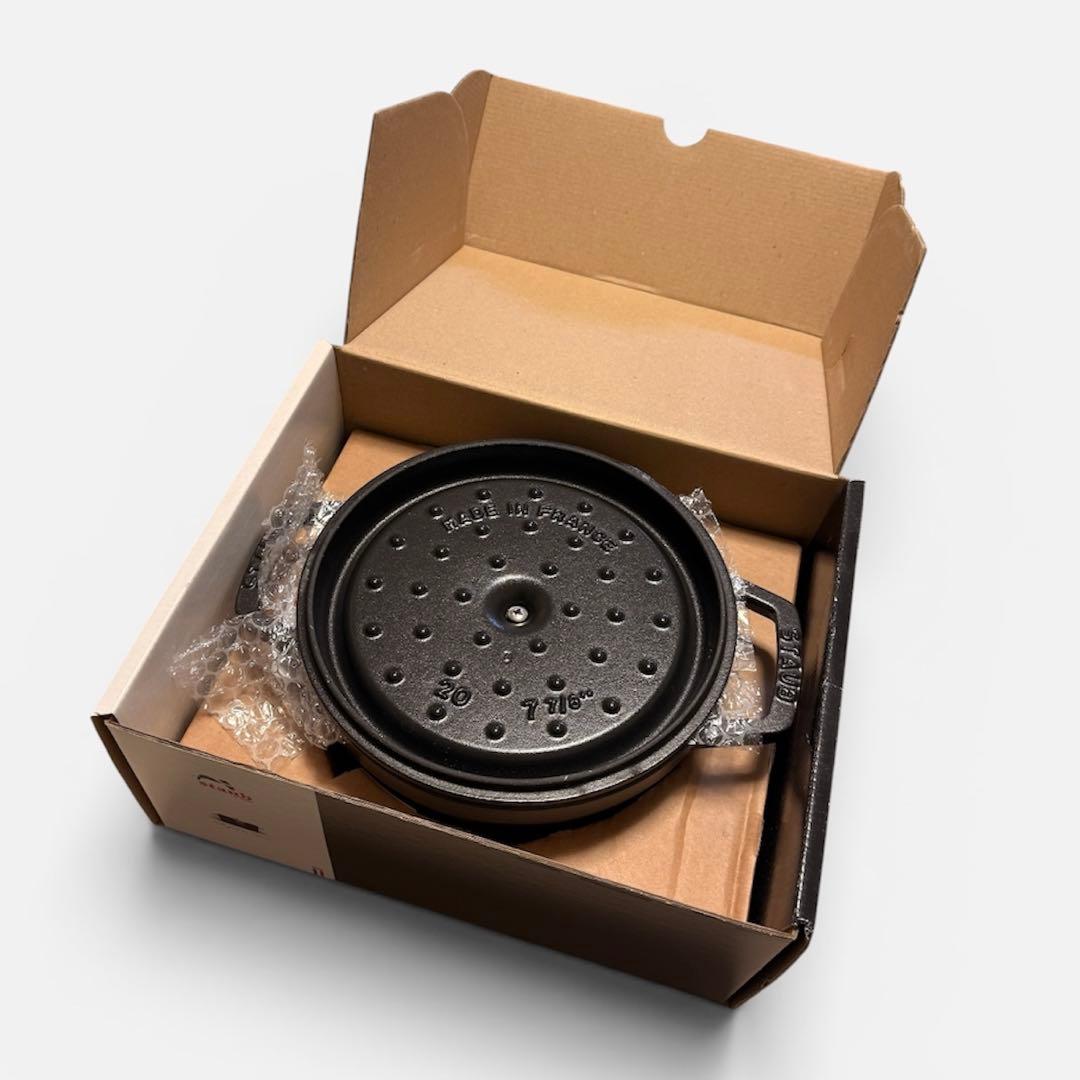 【未使用に近い】staub ピコ・ココット ラウンド ブラック20cm2.2L