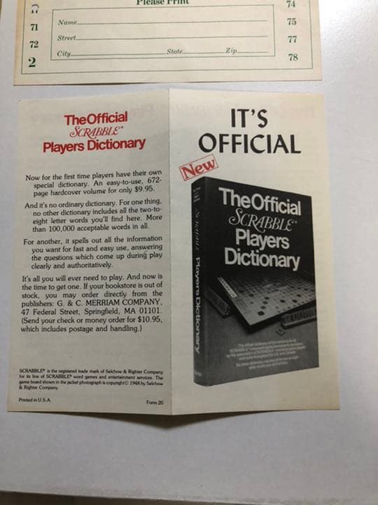 洋書 Official Scrabble Players Dictionary