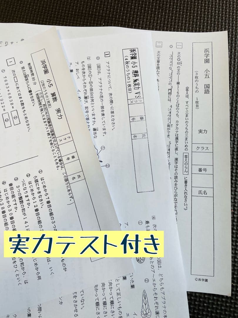 公開学力テスト 浜学園 小5 2022年〜2024年度 4科目 3年分
