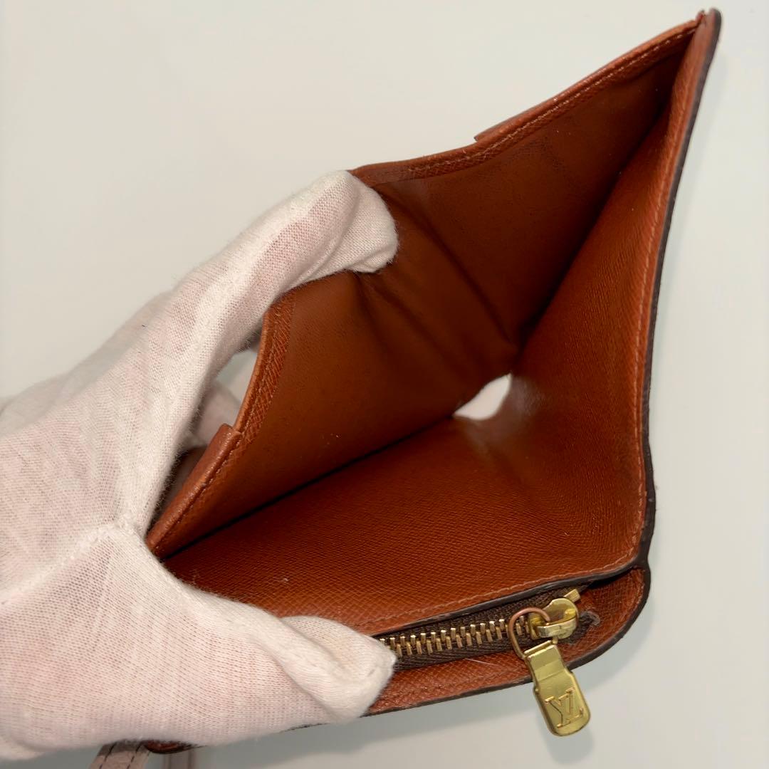 ルイヴィトン モノグラム コンパクトジップ　二つ折り財布　ブラウン 正規品