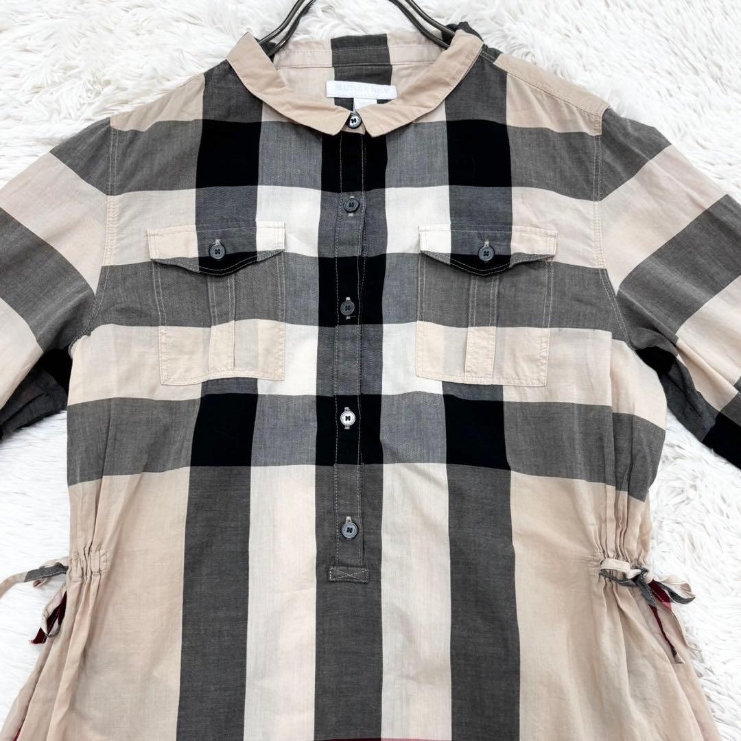 BURBERRY メガチェック 長袖 シャツワンピース S相当