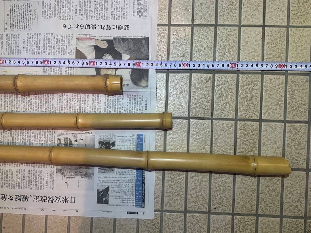尺八用 竹材 原竹 3本セット 約90cm前後 加工前素材
